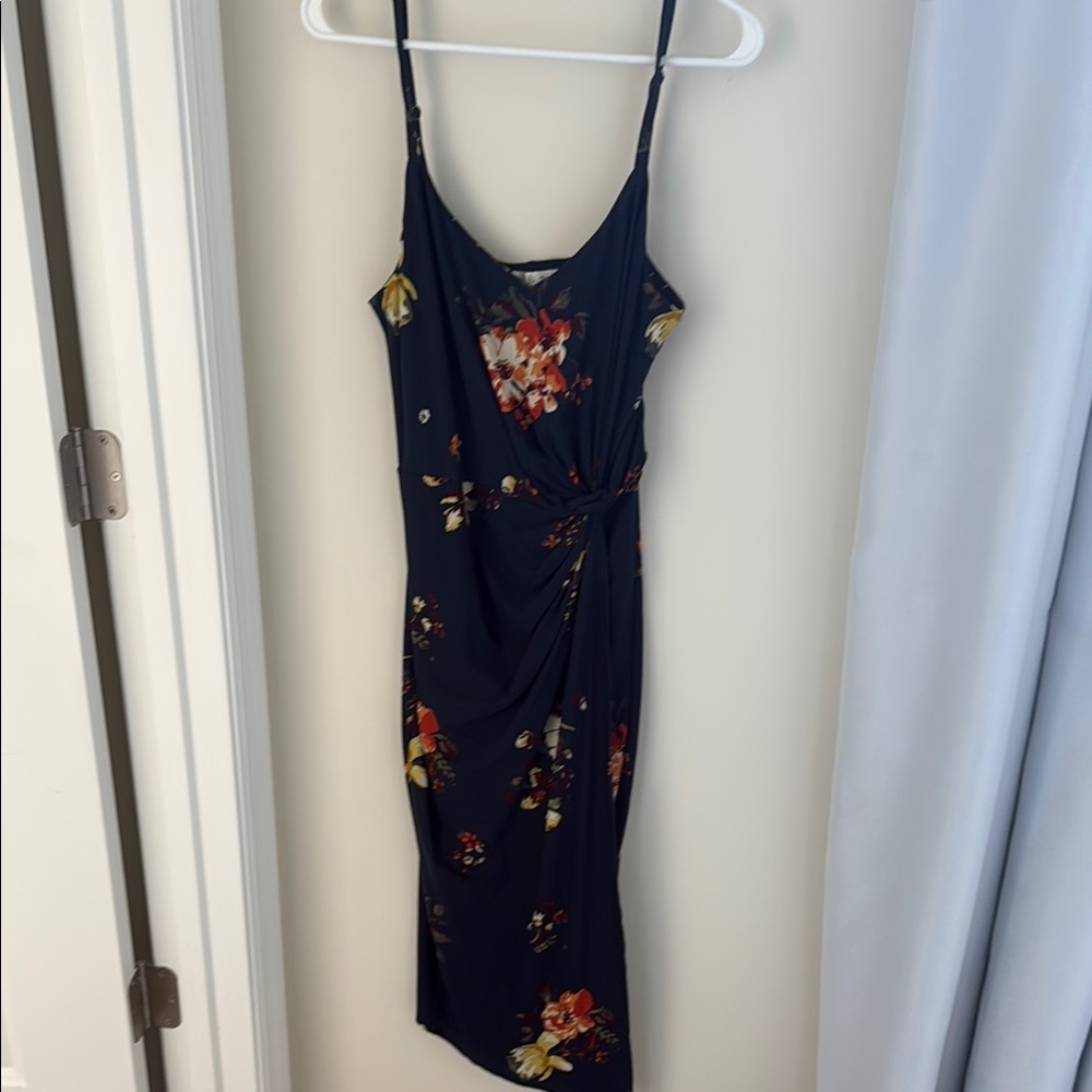 Navy Floral Midi Dress